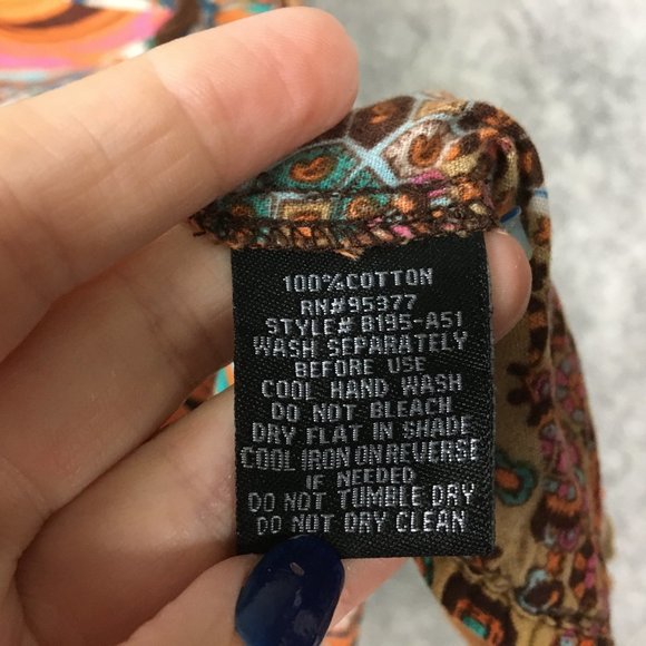 Sanctuary Top S Boho Geometric Motif Cap Sleeve Ruffle Keyhole Tank Mixed Print - Picture 8 of 12